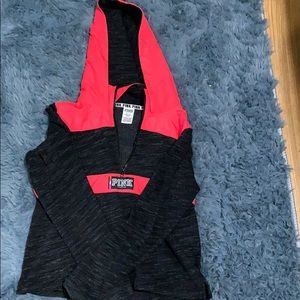 Super cute PINK half zip hooded jacket/sweater